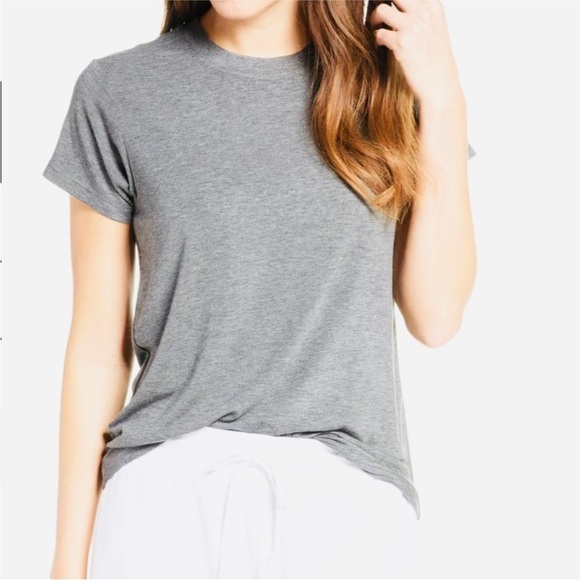 Something Navy Tops - SOMETHING NAVY Easy Tee in Heather Gray Short Sleeve Tee